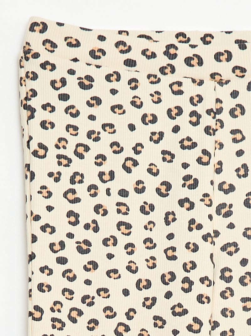 Leggings a coste con motivo Beige - Kiabi