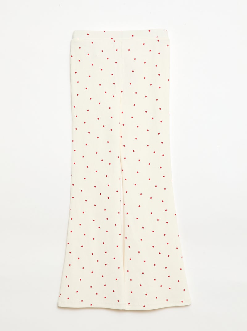 Leggings a coste con motivo Bianco - Kiabi