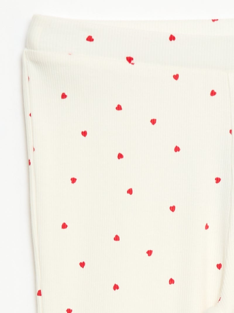 Leggings a coste con motivo Bianco - Kiabi