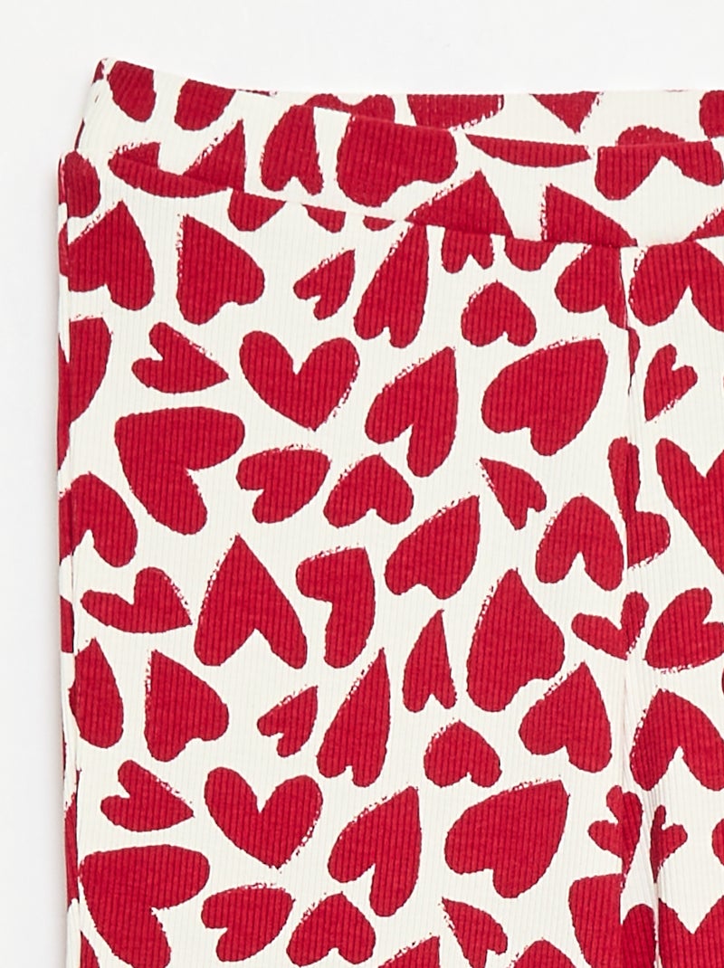 Leggings a coste con motivo Bianco - Kiabi