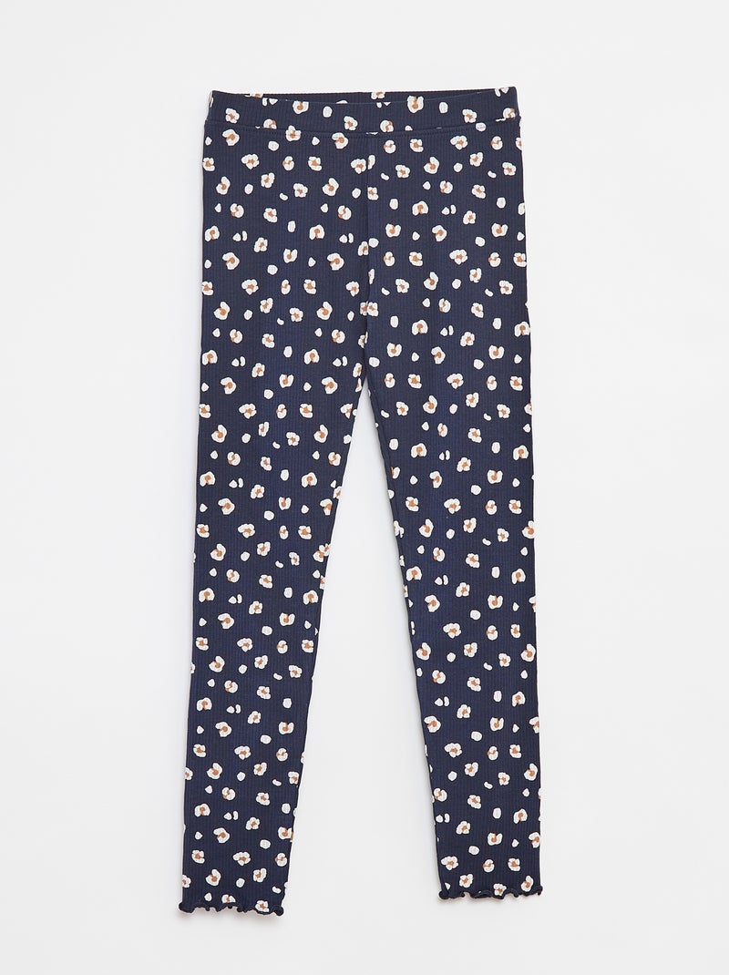 Leggings a coste con motivo Blu - Kiabi