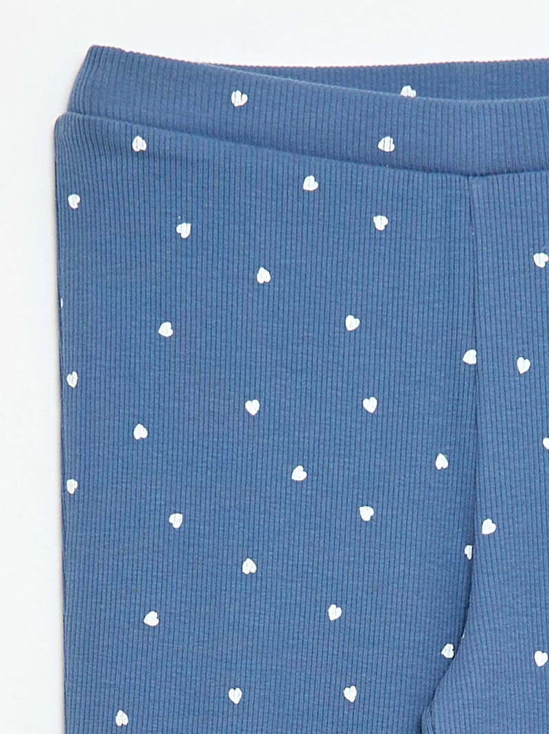 Leggings a coste con motivo Blu - Kiabi