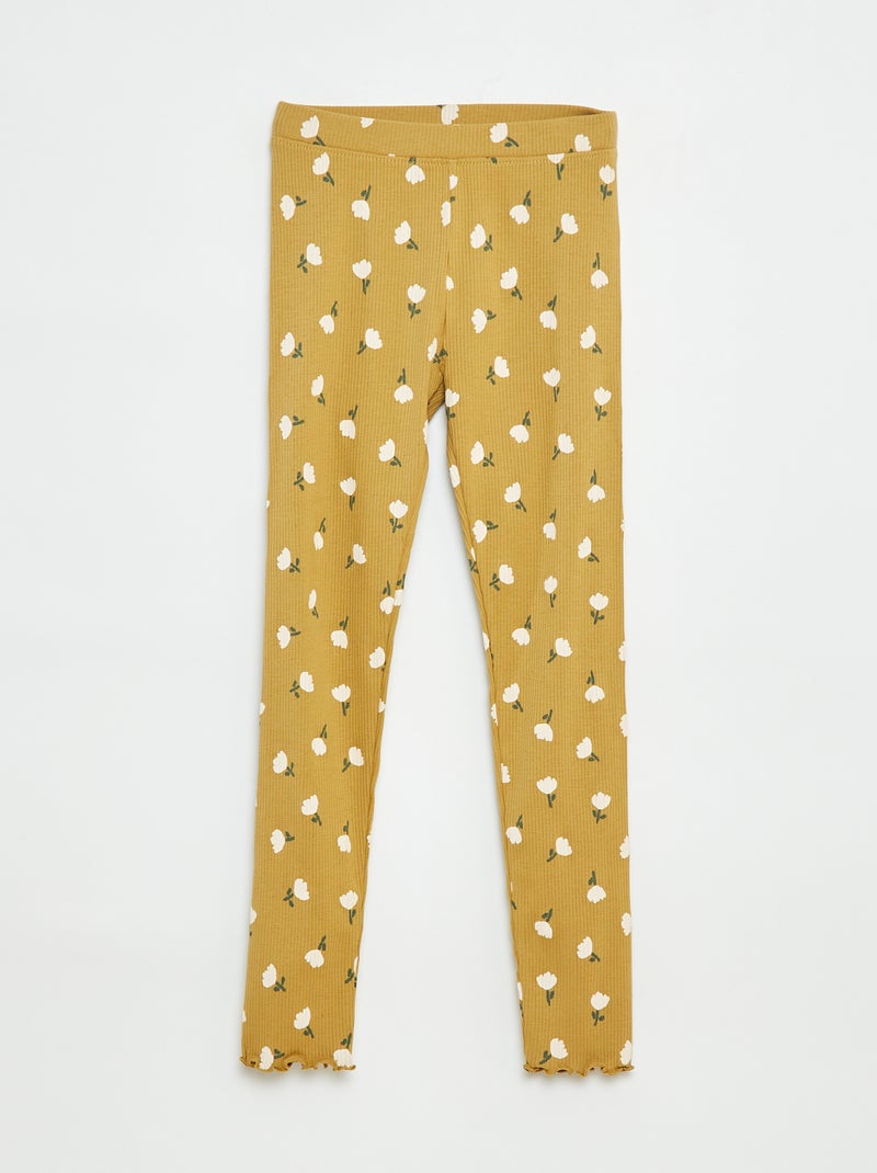 Leggings a coste con motivo Giallo - Kiabi