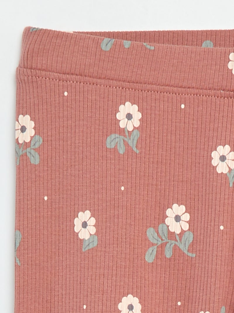 Leggings a coste con motivo Rosa - Kiabi