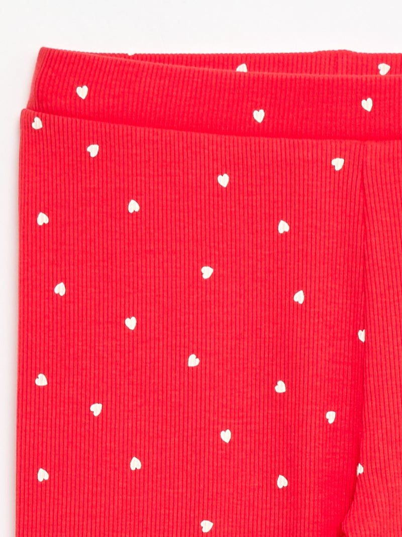 Leggings a coste con motivo Rosso - Kiabi