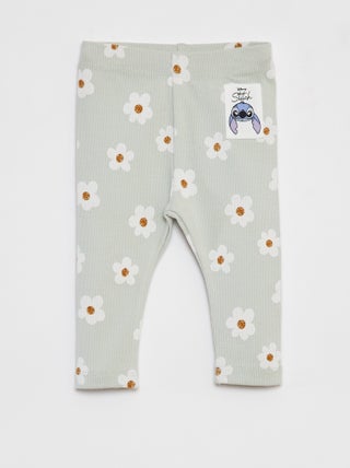 Leggings a coste con stampa Stitch