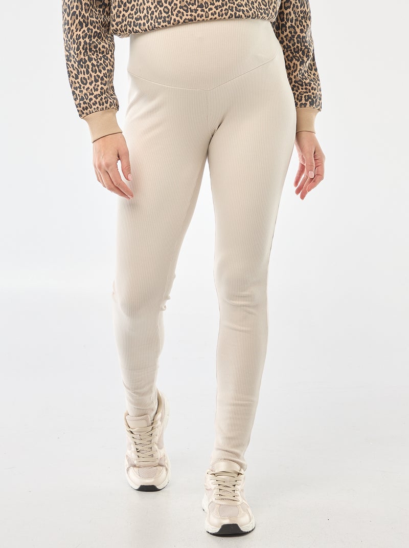 Leggings a coste premaman Beige - Kiabi