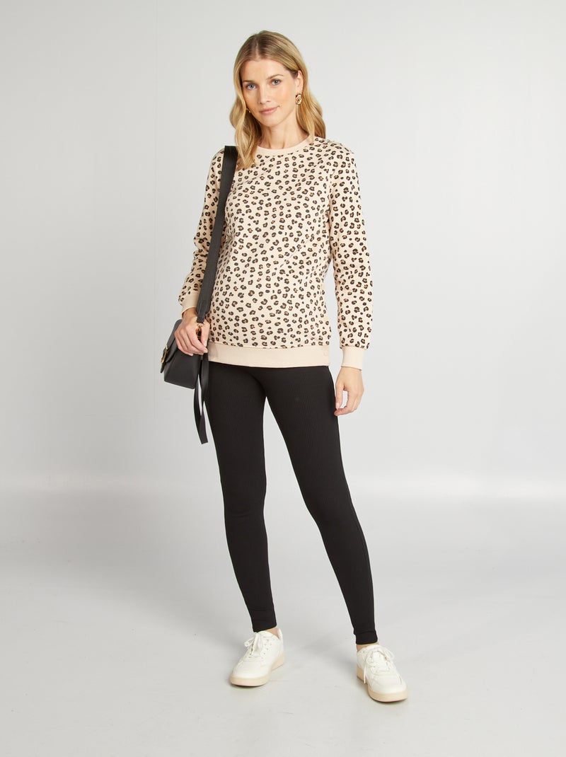 Leggings a coste premaman nero - Kiabi