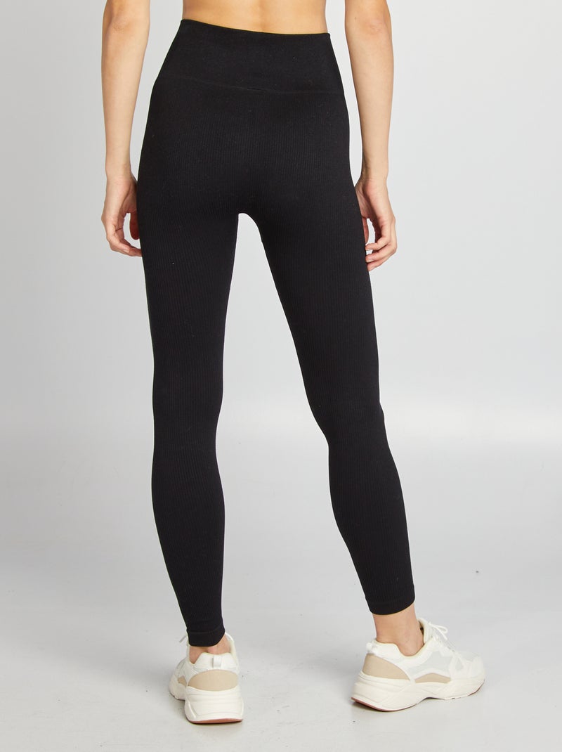Leggings a coste senza cuciture nero - Kiabi
