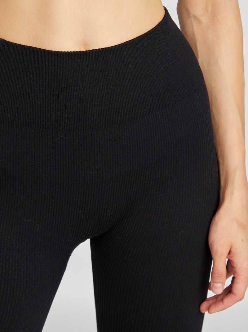 Leggings a coste senza cuciture nero - Kiabi
