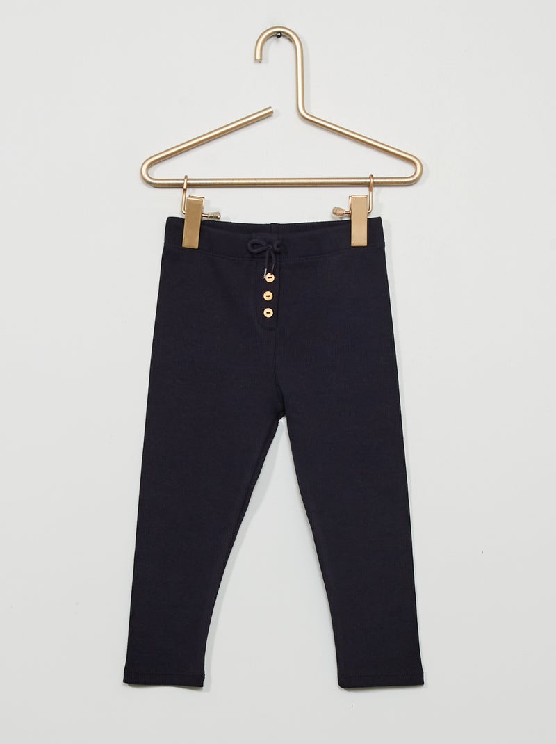 Leggings a coste tinta unita BLU - Kiabi