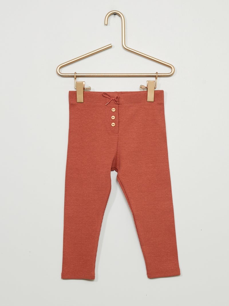 Leggings a coste tinta unita ROSA - Kiabi