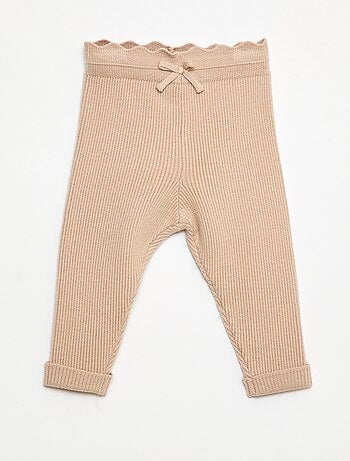 Leggings a costine con fiocco fantasia