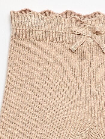 Leggings a costine con fiocco fantasia