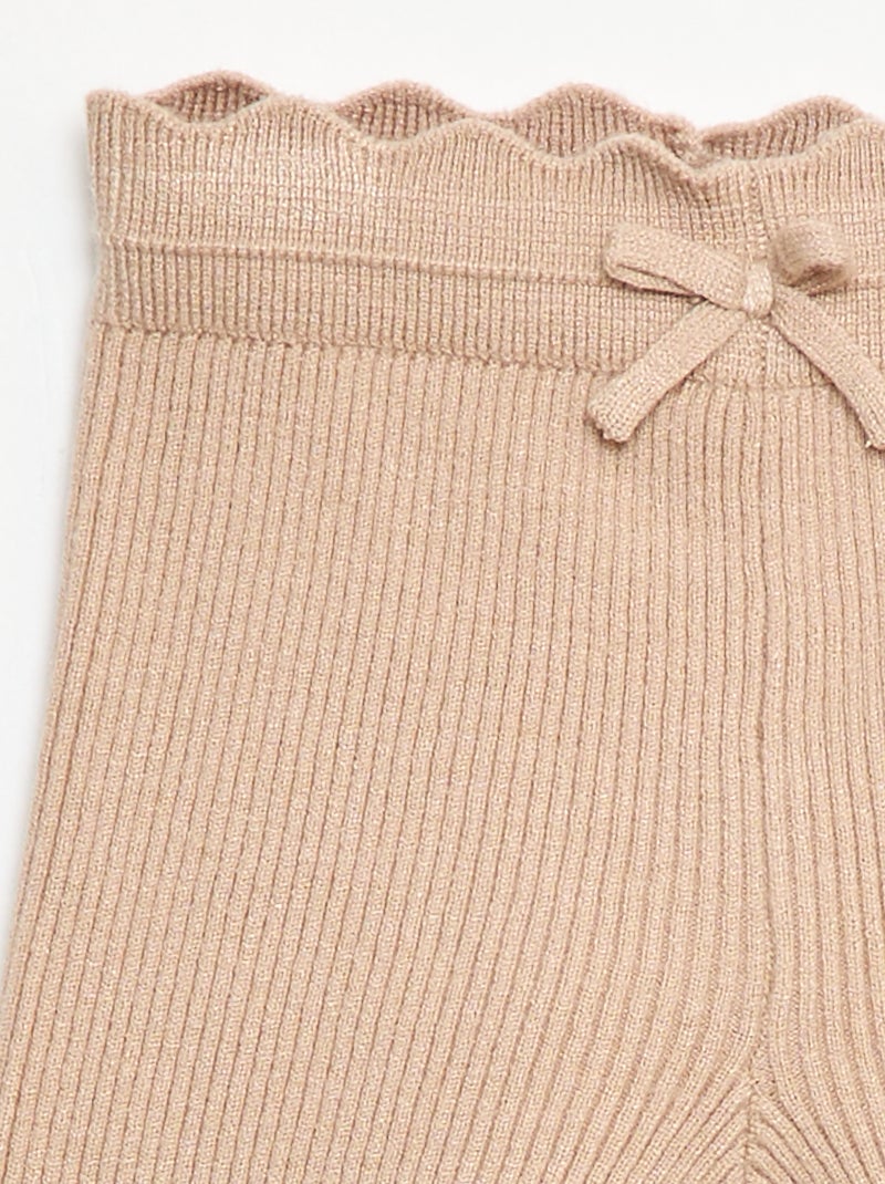 Leggings a costine con fiocco fantasia Beige - Kiabi