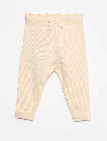 Leggings a costine con fiocco fantasia