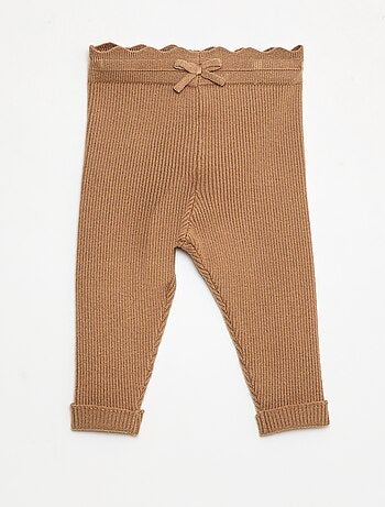 Leggings a costine con fiocco fantasia