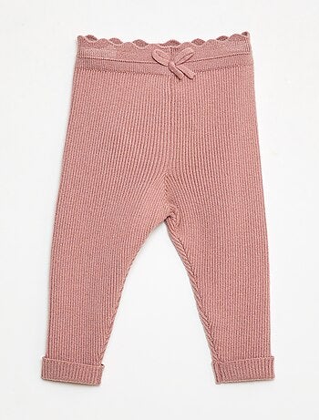 Leggings a costine con fiocco fantasia