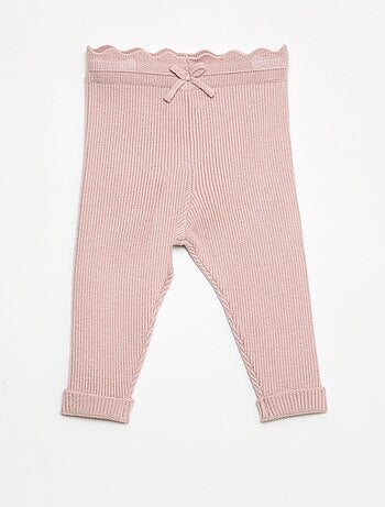 Leggings a costine con fiocco fantasia