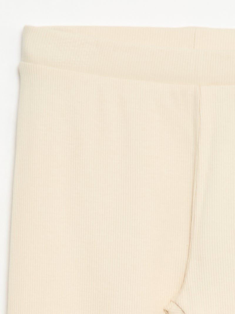 Leggings a maglia in cotone tinta unita Bianco - Kiabi