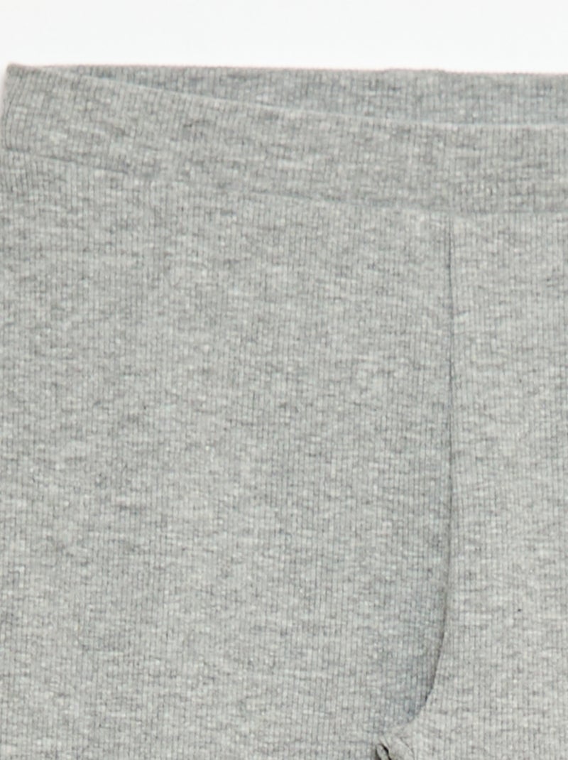 Leggings a maglia in cotone tinta unita Grigio - Kiabi
