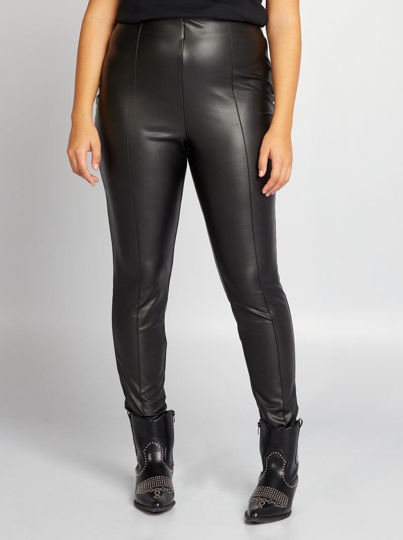 Leggings a vita alta in similpelle nero - Kiabi