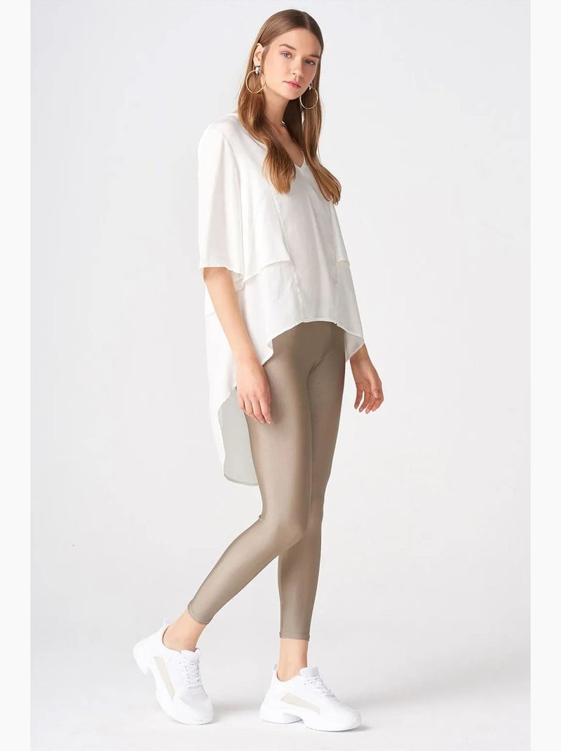 Leggings a vita alta slim fit dilvin Grège - Kiabi