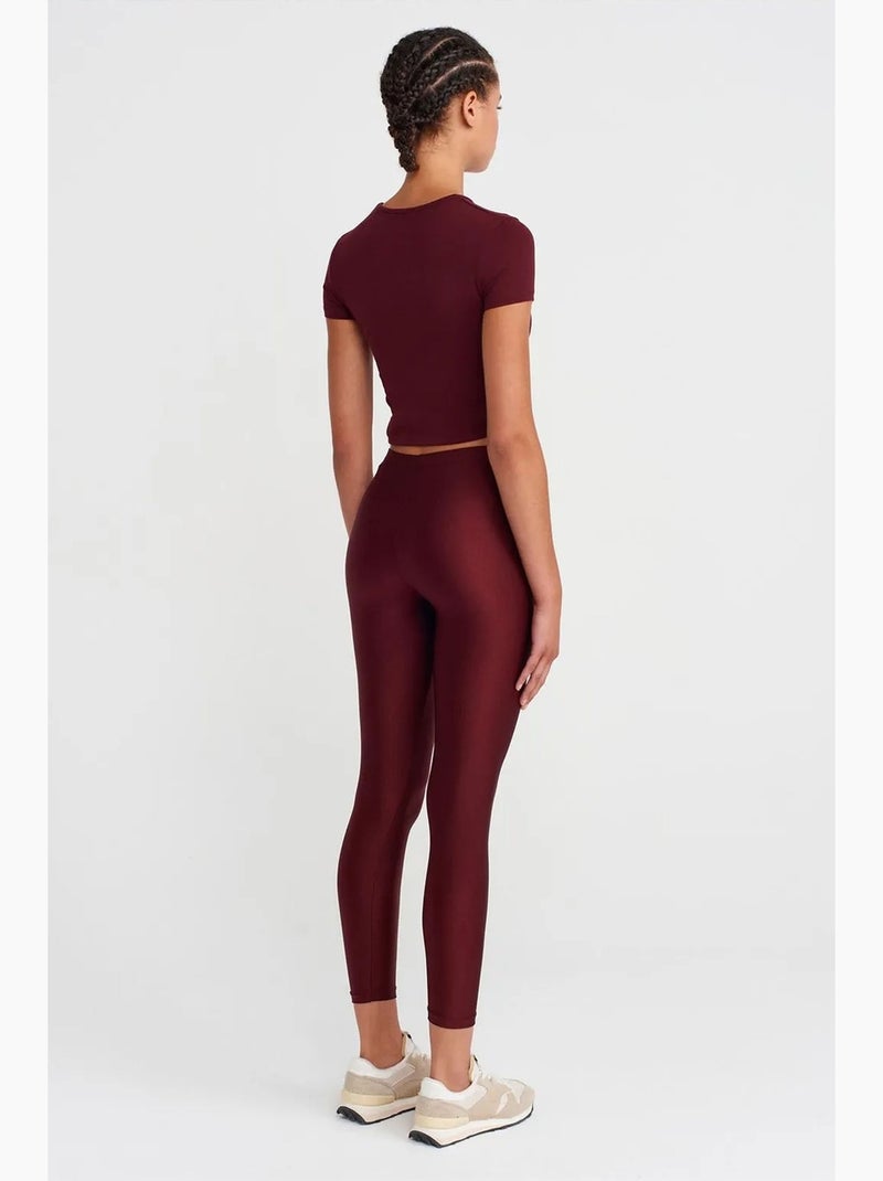 Leggings a vita alta slim fit dilvin Rosso bordeaux - Kiabi