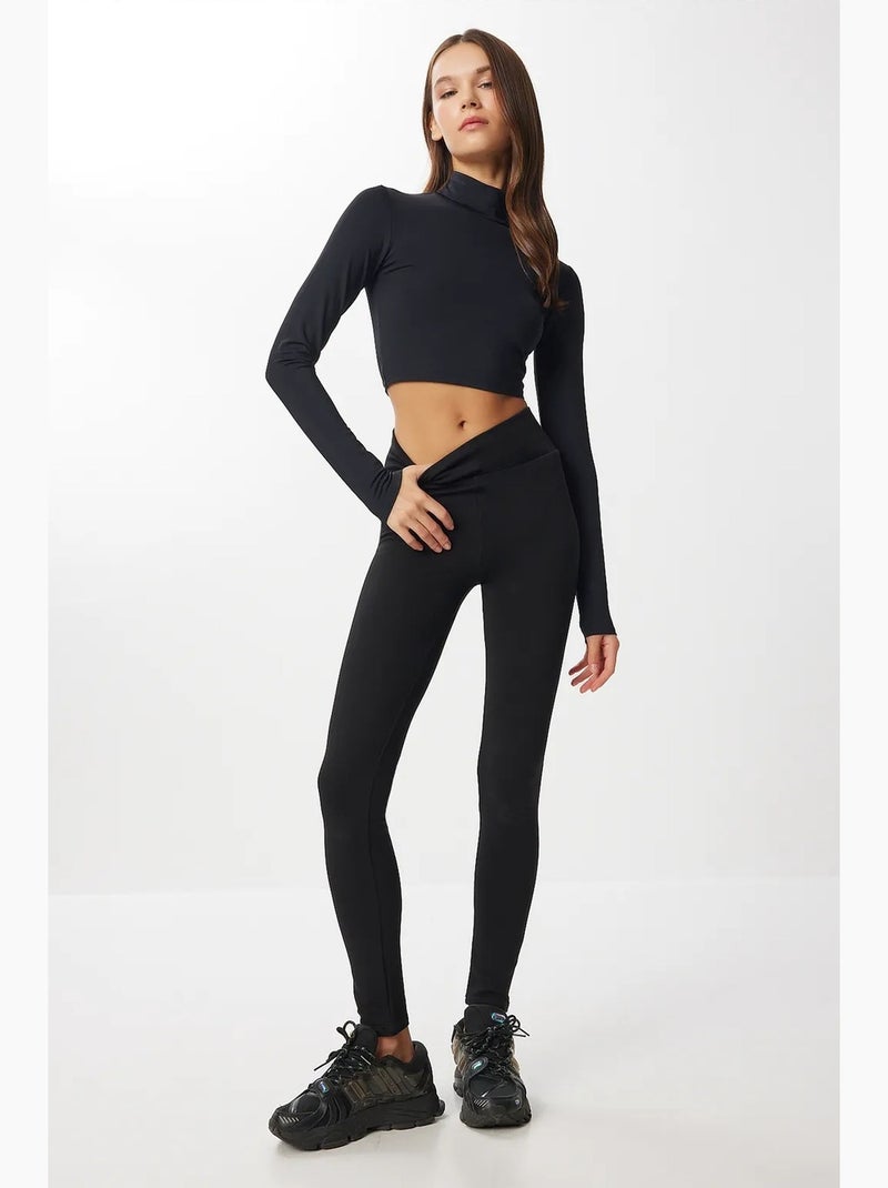 Leggings a vita alta slim fit pull-on istanbul Nero - Kiabi