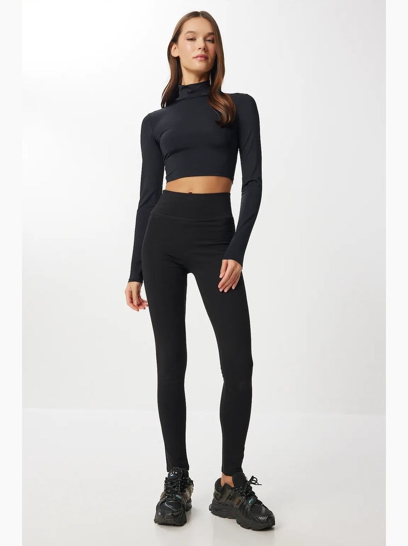 Leggings a vita alta slim fit pull-on istanbul Nero - Kiabi