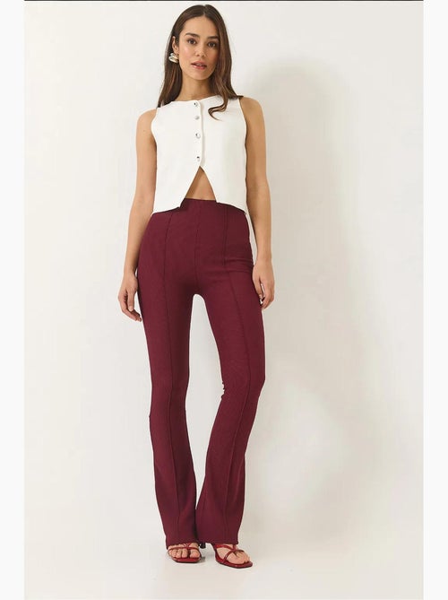Leggings a vita alta svasati a coste lucci - Kiabi Leggings a vita alta svasati a coste lucci - Kiabi
