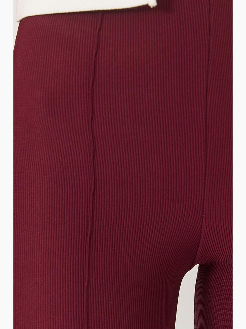 Leggings a vita alta svasati a coste lucci Rosso bordeaux - Kiabi