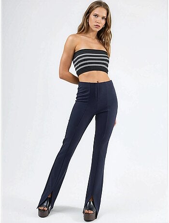 Leggings a vita alta svasati con spacco busem