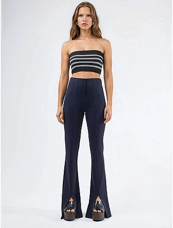 Leggings a vita alta svasati con spacco busem