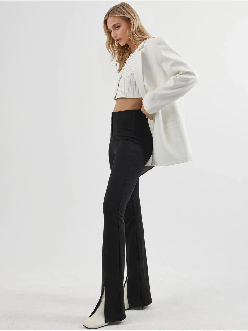 Leggings a zampa a vita alta con dettagli a spacco busem Nero - Kiabi