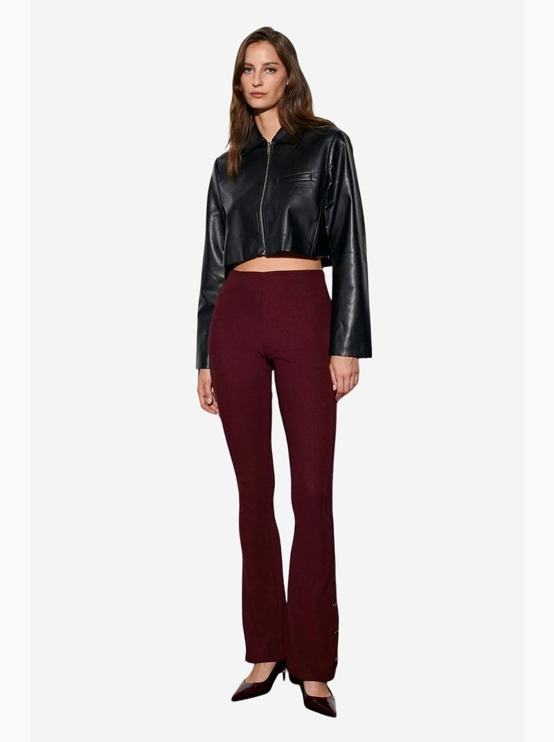 Leggings a zampa a vita alta con dettaglio bottoni dilvin Rosso bordeaux - Kiabi