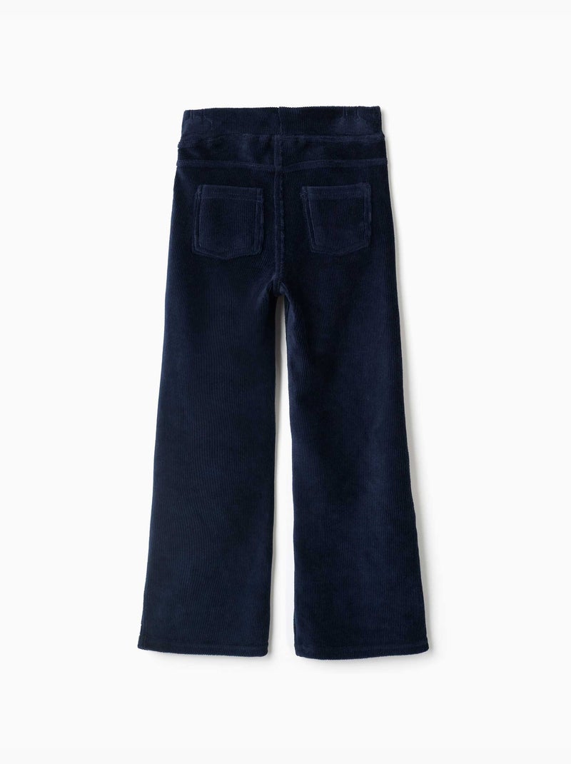 Leggings a zampa in velluto a coste con cintura elastica Blu scuro - Kiabi
