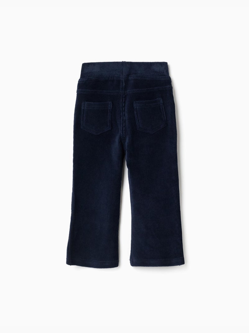 Leggings a zampa in velluto a coste con cintura elastica Blu scuro - Kiabi