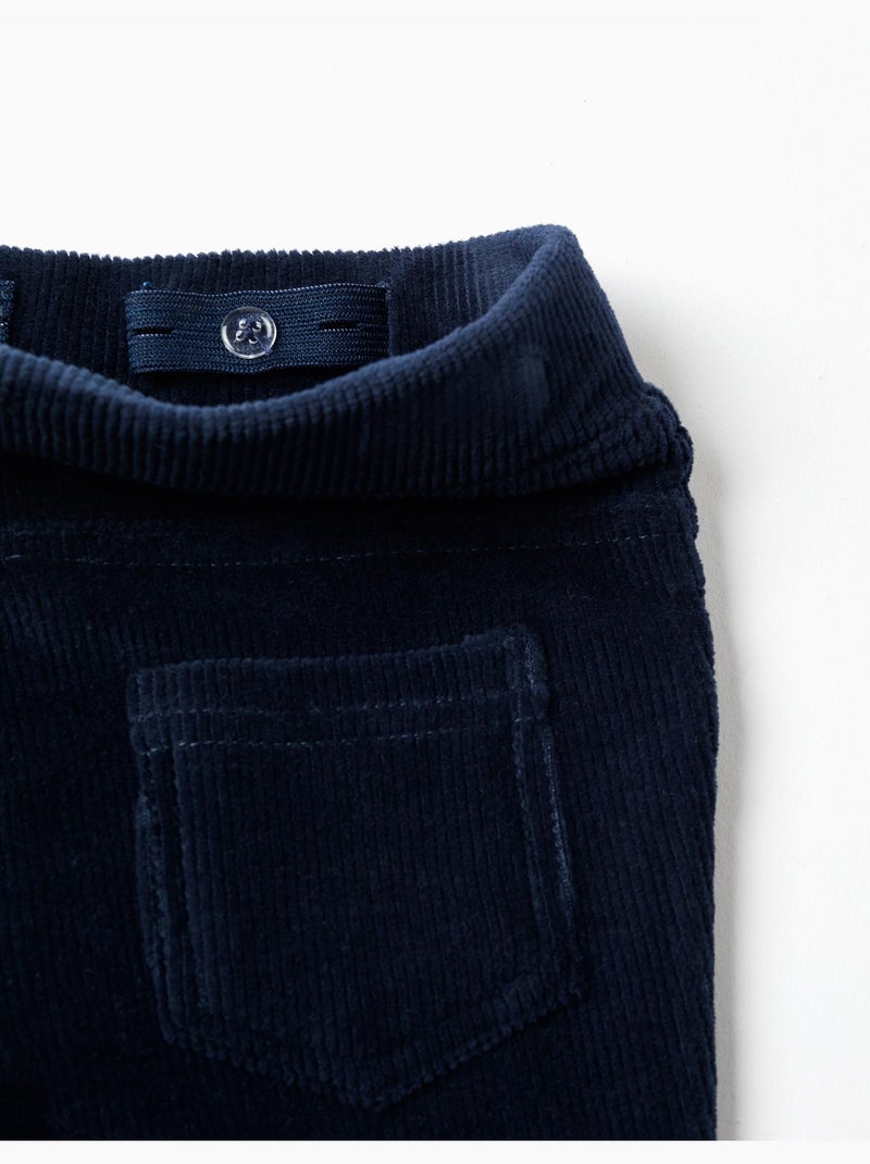 Leggings a zampa in velluto a coste con cintura elastica Blu scuro - Kiabi
