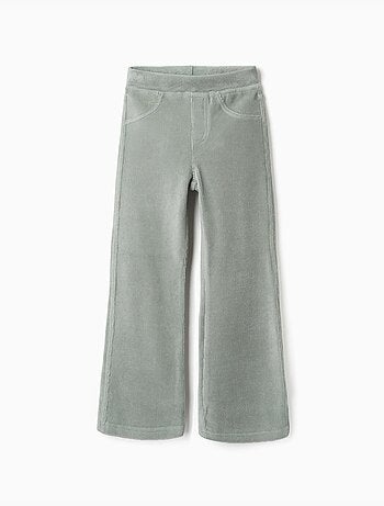 Leggings a zampa in velluto a coste con cintura elastica