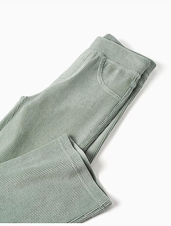 Leggings a zampa in velluto a coste con cintura elastica