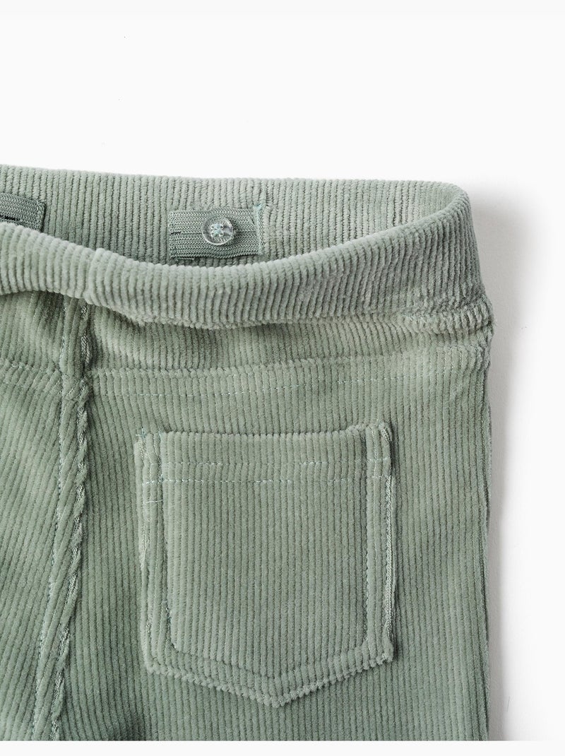 Leggings a zampa in velluto a coste con cintura elastica Verde - Kiabi