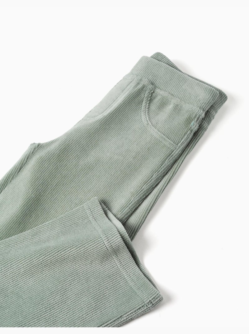 Leggings a zampa in velluto a coste con cintura elastica Verde - Kiabi