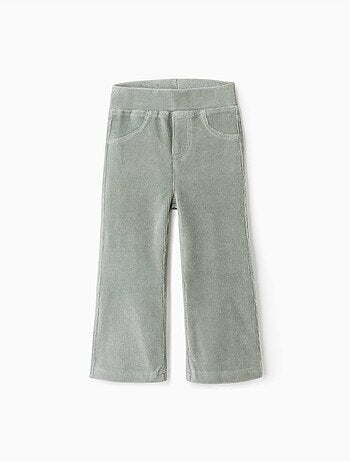 Leggings a zampa in velluto a coste con cintura elastica