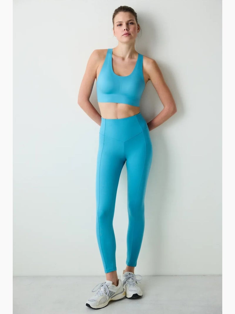 Leggings alla caviglia con vita alta e dettaglio cucitura stitch waist penti Blu elettrico - Kiabi