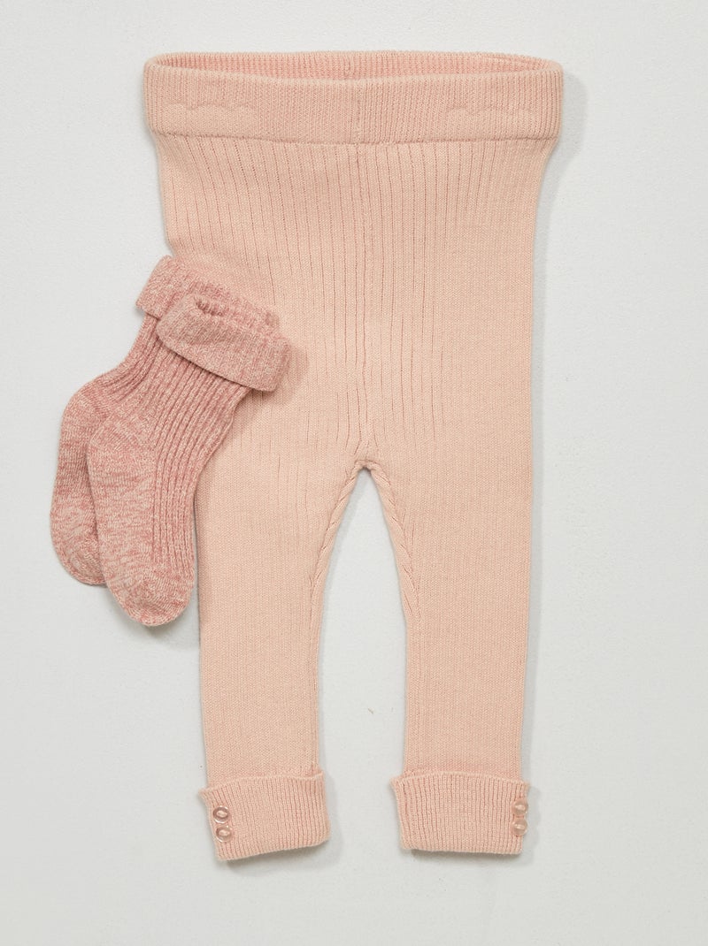 Leggings + calzini in maglia a coste ROSA - Kiabi