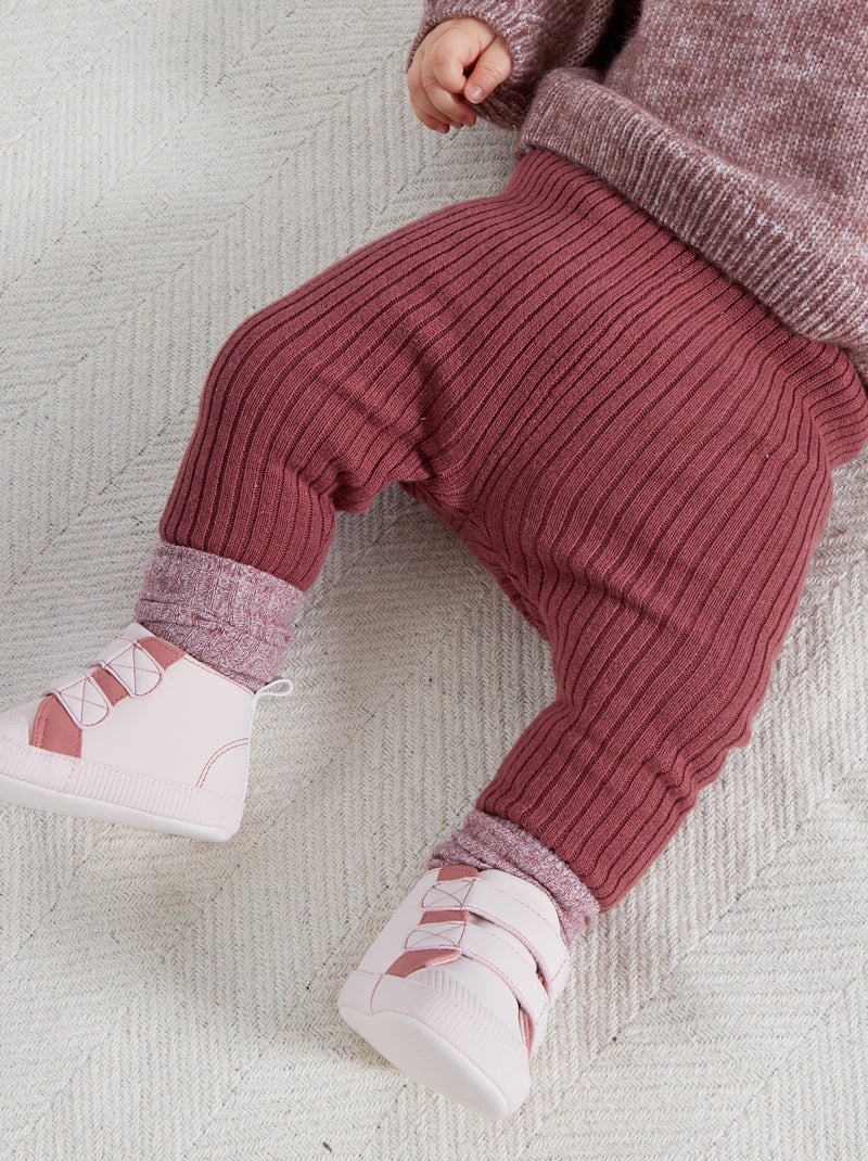 Leggings + calzini in maglia a coste rosso mattone - Kiabi