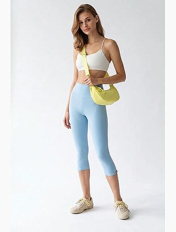 Leggings capri a vita alta con spacco mixray