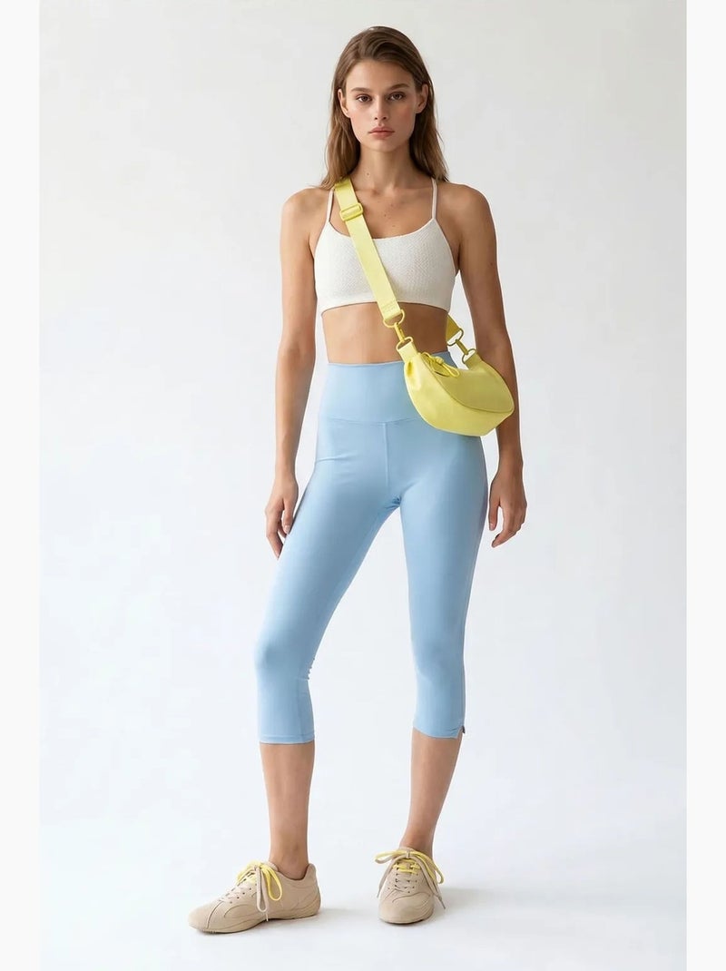 Leggings capri a vita alta con spacco mixray Blu cielo - Kiabi