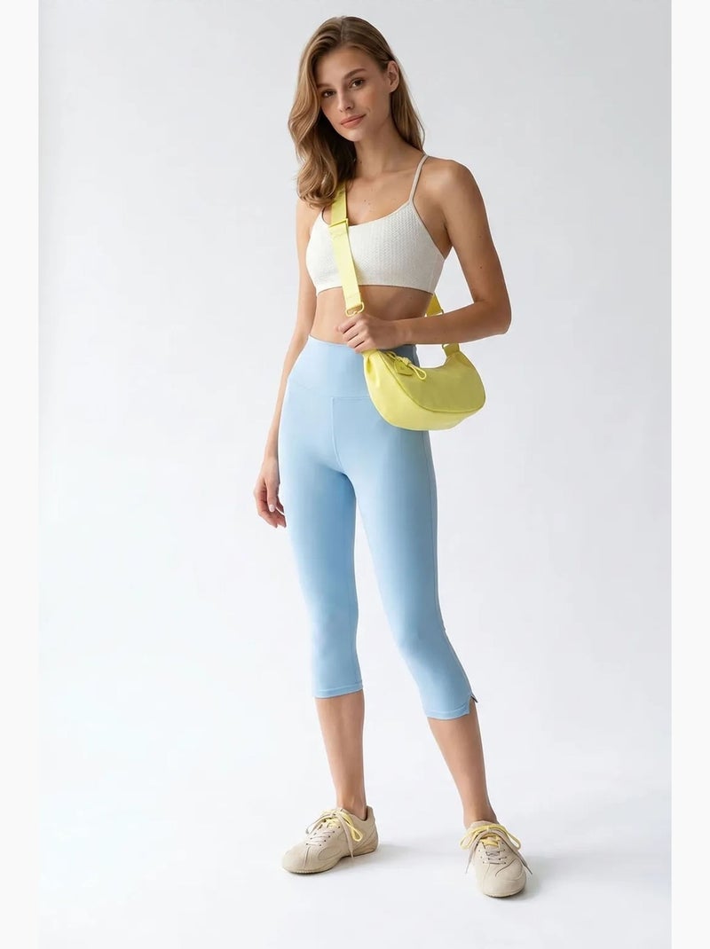 Leggings capri a vita alta con spacco mixray Blu cielo - Kiabi